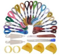 19 PCS Embroidery Thread Kits, 8m 12 Strand Metallic Embroidery Thread with Tools, 19 Colours Cross Stitch Threads for DIY Crafts & Sewing Projects