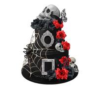 19 PCS Halloween Cake Topper Gothic Rose Skull Cake Topper with Black Butterfly for Halloween Bloody Horror Movie Birthday Party Cake Decorations (type 1)