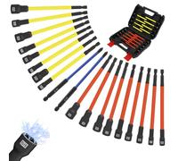 19 Pcs Magnetic Nut Driver Set Heat Treated Strong Absorbing Impact Drill Driver Bit Extended Deep Socket Set Long Shank Nut Driver Bits Long Power Bits for Professional and DIY Projects