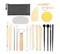 19 Pcs Polymer Clay Tools Clay Sculpting Tools Modeling Clays Tool Set Wood and Metal Polymer Pottery Carving Tool with Storage Bag for Engraving Embossing Shaping
