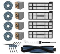 19 PCS Replacement Parts Kit Compatible with Eufy X10 Pro Omni Robot Vacuum,1 Roller Brush,4 Side Brushes, 4 Washable Filter, 4 Mop Cloths, Accessories