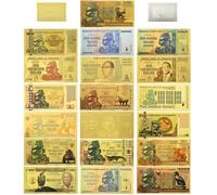 19 Pcs/Set Zimbabwe Banknotes One Hundred Trillion Dollar Gold Foil Banknote with UV Plastic Money Collection Business Gift