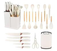 19 Piece Silicone Kitchen Utensils Set - Heat Resistant, Non-Stick and Gentle on Pots (White)