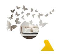 19 Pieces Sticky Mirror Stickers, 1 Piece Scraper, Wall Decoration, Mirror Stickers, Headboard Stickers, Butterfly Mirror Wall Stickers, Living Room Wall Decoration