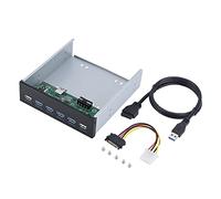 19 Pin to 4 USB3.0 and 2 USB2.0 Front Panel Hub, 6 Port USB Expan Panel, Speed Data Transfer and Fast Charging Hub with Metal Housing, for PC with 5.25in Drive Bay