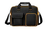 19-Pocket Tool Bag with Shoulder Strap and Handle, 38 cm Heavy Duty Organizer for Electricians, Plumbers, Carpenters, Made from 1680D Oxford Fabric, Black