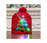 (19-Red Tree) LED Christmas Hat with Lights 2025 Knitting Cap Xmas Ornament Home Decor Navidad Natal 2025 New Year Holiday Gift