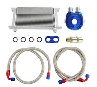 19 ROW 10AN UNIVERSAL ENGINEOIL COOLER+/FILTER ADAPTER +OIL LINES Silver New