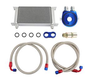 19 ROW 10AN UNIVERSAL ENGINEOIL COOLER+/FILTER ADAPTER +OIL LINES Silver New