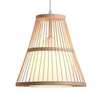 19" Rustic Farmhouse Light Hand Woven Wicker Pendant Lighting Boho Rattan Chandelier Cone Vintage Coastal Hanging Lamp Ceiling for Bedroom Dining Room Kitchen Island