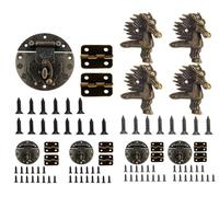 19 Sets Retro Jewelry Box Hinges and Latches Hardware, Small Bronze Brass Latch Hinges for Wooden Jewelry Box and Decorative Cabinet, with Matching Screws Kit