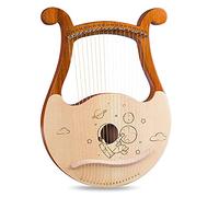 19 Steel String Solid Wood Mahogany Lyre Harp, Maple Bridge With Tuning Wrench, Unique Patterns, Carved Phonetic Symbols, For Music Lovers Beginners Kid Adults (Color : Space)