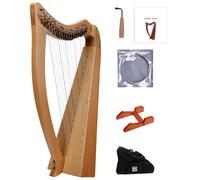 19-string Irish Celtic Harp with Durable Bag Tuning Wrench Extra Strings Music Book and Support Frame, Chromatic Key Lyre Harp for Music Lovers Beginners