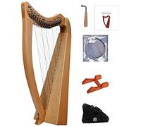 19-string lyre harp, Chromatic key Irish Celtic harp with durable bag, tuning wrench, extra strings and support frame suitable for music lovers, beginners, children and adults (Color : Without Pickup