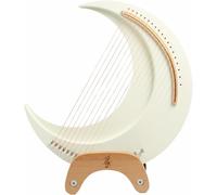19 String Lyre Harp, Crescent Moon Wooden Harp Instrument for Beginners, Easy to Play Classical Style Portable Harp, Handcrafted Folk Music Therapy Gift