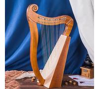 19-String Lyre Harp, Solid Mahogany Celtic Irish Harp with Tuning Wrench and Storage Bag, Resonance Musical Instrument for Music Lovers and Beginners