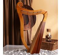 19-String Lyre Harp, Solid Mahogany with Tuning Wrench and Storage Bag, Ideal for Music Lovers and Beginners