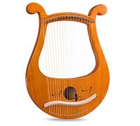 19 String Lyre Harp, Solid Wood Mahogany Body, Unique Patterns, Carved Phonetic Symbols, With Tuning Wrench, Extra String Set, Pick, Music Manual (Color : Crane)