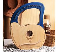 19 String Lyre Harp, Wooden Lyre Harp, Mahogany Wood Elk Lyre Piano, Portable 19 String Harp for Music/Kids/Adults/Beginners/Professional/Gift, Green Blue