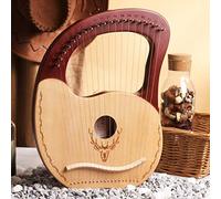 19 String Lyre Harp, Wooden Lyre Harp, Mahogany Wood Elk Lyre Piano, Portable 19 String Harp for Music/Kids/Adults/Beginners/Professional/Gift, Green Red