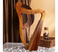 19-String Mahogany Lever Harp - Celtic Irish Style Lyre Harp with Tuning Wrench and Gig Bag for Music Lovers and Beginners