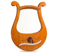 19 String Solid Wood Mahogany Lyre Harp, Maple Bridge With Tuning, Unique Patterns, Carved Phonetic Symbols, Exquisite Carvings, Best Gifts For Adult, Kids, Beginners (Color : B)