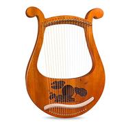 19 String Solid Wood Mahogany Lyre Harp, Maple Bridge With Tuning, Unique Patterns, Carved Phonetic Symbols, Exquisite Carvings, Best Gifts For Adult, Kids, Beginners (Color : A)