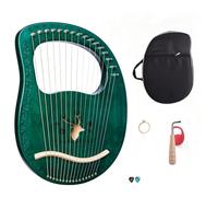 19-String Wooden Lyre Harp with Resonance Box, Tuning Wrench & Picks Set, Portable Celtic Harp for Beginners and Music Enthusiasts