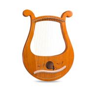 19 Strings Lyre Harp, Solid Wood Mahogany Lyre Instrument with Tuning Wrench and Spare Strings Solid Wood Mahogany Body Carved Phonetic Symbols (Style 2)