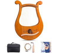 19 Strings Lyre Harp with Carry Bag Tuning Wrench Spare String Set Music Book, Carved Phonetic Symbols, Solid Wood Mahogany Body (Wild goose One Size)