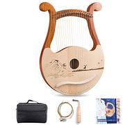 19 Strings Lyre Harp with Carry Bag, Tuning Wrench, Spare String Set, Pick, Music Manual, Solid Wood Mahogany Body and Spruce Veneer Face, Unique Patterns, Carved Phonetic Symbols (Color : Deer)
