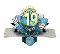 19 Today Happy 19th Birthday Pop-Up Greeting Card Love Kate's Pop Up Cards Him Design POP237MC19