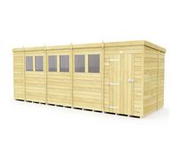19 x 7 Feet Pent Shed - Single Door W/ Windows - L214 x W560 x H201 cm Buttercup Farm Brown One Size
