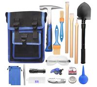 19 x Geology Rock Pick Hammer Kit, 23oz Hammer & 3 x Digging Chisels Set for Rock Hounding, Gold Mining & Prospecting, Equipment Tool with Blow-and-Suck Ball, Whistle (style2)