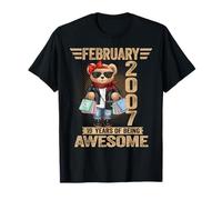 19 Year Old February 2007 Teddy Bear 19th Birthday Women T-Shirt