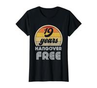 19 Years Sober Congratulations Recovery Clean Sobriety Date Value Graphic T-Shirt, Women, Black, L