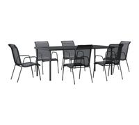 Garden Dining Set Outdoor Dining Set Chair Black Steel and Textilene vidaXL