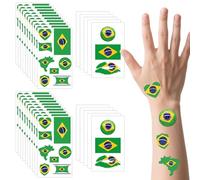 190 pcs (30 sheets) Brazilian Flag Tattoos, VEINARDYL Waterproof Sweat Brazil Temporary Tattoo, Sports National Flag Removable Face Tattoo Stickers for Men Women