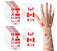 190 pcs (30 sheets) Canadian Flag Tattoos, VEINARDYL Waterproof Sweat Canada Temporary Tattoo, Sports National Flag Removable Face Tattoo Stickers for Men Women