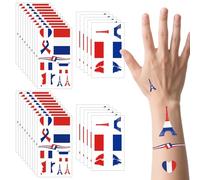 190 pcs (30 sheets) France Flag Tattoos, VEINARDYL Waterproof Sweat French Temporary Tattoo, Sports National Flag Removable Face Tattoo Stickers for Men Women