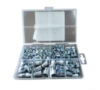 190-Piece Rivet Nut Assortment Kit, Iron Large Flange Ribbed Threaded Inserts for Sheet Metal, Plastic & Fiberglass, M3-M12 Bolt Screw Set