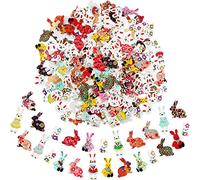 190 Pieces Bunny Buttons Wooden Rabbit Buttons Assorted Colors Over 25 Different Styles for Party Decorations Sewing Crafting Scrapbooking DIY