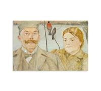 1900 Portrait of Wacław Karczewski And Helena Karczewska by Jacek Malczewski - Symbolism Style Winter Birds Couple Poster Wall Art Canvas Painting Wall Art Decorative Picture Prints Modern Decor Unfr