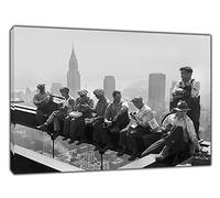 1900S CONSTRUCTION WORKERS TAKE A BREAK WALL ART PRINT ON FRAME CANVAS WALL ART HOME DECORATION 40 x 30 inch-18mm depth