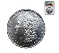 1901 - American Silver Morgan Dollar Coin Uncirculated MS-70 (First Day of Issue) Morgan Coin Holder