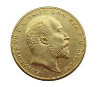 1902-1910 British Sovereign Gold Pound Commemorative Coin, Gold-Plated Copper, Historical Replica