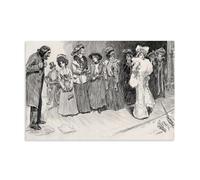 1902 Studies in Expression. The Author And The Soubrette Poster - Charles Dana Gibson Victorian Era Wall Art with Women And Man Characters Home Decor Wall Art Hanging Picture Print Bedroom Decorative