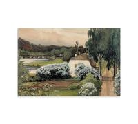 1902 The Foreman’s House at The Saari Manor Impressionist Artwork by Albert Edelfelt Featuring Garden, River And Landscape Wall Art Artworks Canvas Room Aesthetic Wall Art Prints Home Modern Decor Un