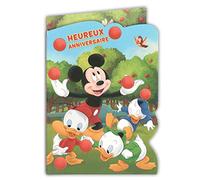 190874 Birthday Card with Stickers Disney Mickey Mouse Minnie Riri Fifi Loulou Duck Apples Orchard with Blue Envelope 12 x 17.5 cm