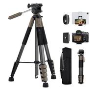 190cm/75'' K&F CONCEPT Compact Tripod for DSLR Camera, Camera Tripod Compatible for Canon Nikon Sony with 2-in-1 Phone Tablet Holder, Travel Stand with Bluetooth, Load Capacity 4kg